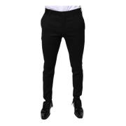 Zwarte Wolmix Skinny Jurk Broek Dolce & Gabbana , Black , Heren