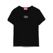 Zwart Oval D Logo Crew Neck Diesel , Black , Dames