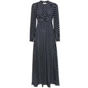 Navy Blue Polka Dot Silk Dress Rixo , Blue , Dames