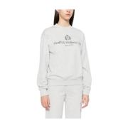 Heather Grey Logo Print Crew Neck Sweater Sporty & Rich , Gray , Dames