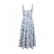 Botanische Print Vierkante Hals Jurk Staud , Blue , Dames