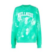 Groen/Wit Tie-Dye Slogan Trui Sporty & Rich , Green , Dames