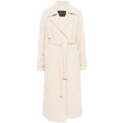 Witte Wol Bouclé Ceintuur Winterjas Herno , Beige , Dames