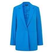 Lange Crêpe Blazer Comma , Blue , Dames