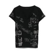 Zwart T-shirt met zijsplitten Zadig & Voltaire , Black , Dames