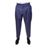 Blauwe Wolblend Pantalon Dolce & Gabbana , Blue , Heren