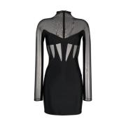 Zwarte Cut-Out Hoge Hals Jurk Mugler , Black , Dames