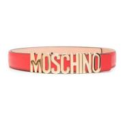 Rode Leren Klassieke Couture Riem Moschino , Red , Dames