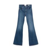 Indigo Denim High-Waisted Flared Jeans Frame , Blue , Dames