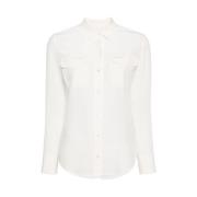 Zijden Witte Shirt met Zakken Equipment , White , Dames