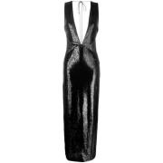 Zwarte Pailletten Maxi Jurk REV , Black , Dames