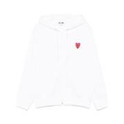 Witte Hoodie met Dubbel Hart Patch Comme des Garçons Play , White , He...