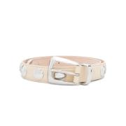 Beige Leren Riem met Stud Detailing Khaite , Beige , Dames