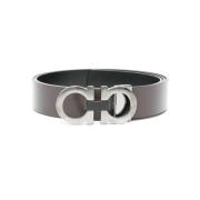 Omkeerbare leren riem met Gancini-gesp Salvatore Ferragamo , Brown , H...