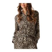 Luipaardprint Blouse voor Vrouwen Modström , Brown , Dames