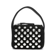 Studded Zwarte Suède Top Handtas Khaite , Black , Dames