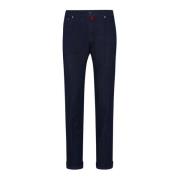 Slim-Fit Katoen Denim Jeans Kiton , Blue , Heren