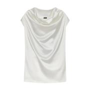 Zijden Gedrapeerde Blouse Kiton , White , Dames