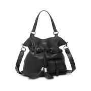 1Er Flirt Zwarte Leren Bucket Tas Lancel , Black , Dames