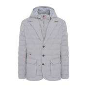 Grijze Winddichte Polyester Jas met Capuchon Kiton , Gray , Heren