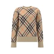 Geruite Wollen Trui Burberry , Beige , Dames