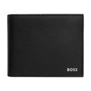 Leren Herenportemonnee Lente/Zomer Collectie Hugo Boss , Black , Heren