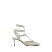 Rockstud Pumps met enkelband Valentino Garavani , White , Dames