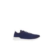 Navy Blauwe Gebreide Sneakers Kiton , Blue , Heren