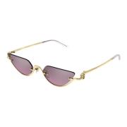 Semi-Rimless Cat Eye Zonnebril Gucci , Yellow , Unisex