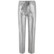 Zilveren Katoenen Trekkoord Jeans Panicale , Gray , Dames