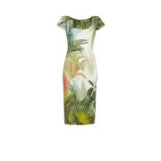 Botanische Print Jurk Slim Fit Knielengte Roberto Cavalli , Multicolor...