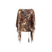 Appaloosa Print Kaftan met Batwing Mouwen Roberto Cavalli , Brown , Da...