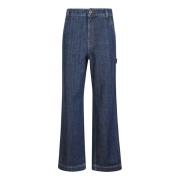 Blauwe Denim Jeans met Rits en Zakken Max Mara Weekend , Blue , Dames