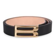 Leren Logo Gesp Riem Victoria Beckham , Black , Dames