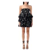 Satijnen Mini Jurk met Ruffles Rotate Birger Christensen , Black , Dam...