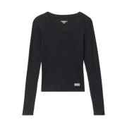 Katoenen Crewneck Tee Alexander Wang , Black , Dames