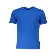 Blauw Katoenen Geborduurd Logo T-Shirt Napapijri , Blue , Heren