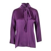 Zijden Blouse met Hoge Hals Jucca , Purple , Dames