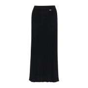 Metallic Wool Pencil Skirt Kiton , Black , Dames