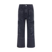 Cargo Denim Broek met Zakken Amiri , Black , Dames