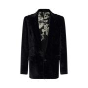 Blazer met Broccato Print, Italiaans Ontwerp Roberto Cavalli , Black ,...