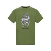 T-shirt met slangenprint Roberto Cavalli , Green , Heren