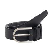 Handgemaakte Zwarte Kalfsleren Riem met Palladium Gesp Kiton , Black ,...