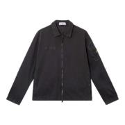 Zwarte overshirt met ritssluiting zakken Stone Island , Black , Heren