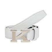 Witte Hertenleren Riem met Palladium Gesp Kiton , White , Heren