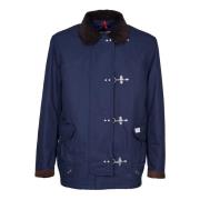 Blauwe Canvas Jas Aw24 Fay , Blue , Heren