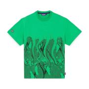 Katoen Visnet Tee Octopus , Green , Heren