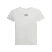 Logo Patch T-shirt van katoen MM6 Maison Margiela , White , Dames