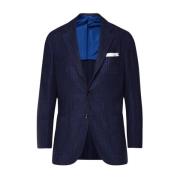 Handgemaakt Geruite Kasjmierblend Jas Kiton , Blue , Heren