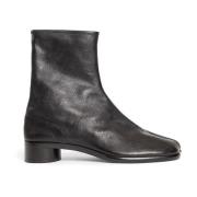 Zwarte Leren Tabi Enkellaarzen Maison Margiela , Black , Heren